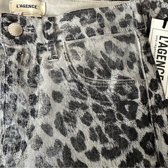 L’agence Margot High Rise Skinny Jeans Leopard Crackle Foil - Picture 6 of 10